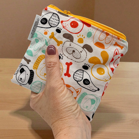 Toddler Sized Reusable Zippered Bag Dogs Colorful