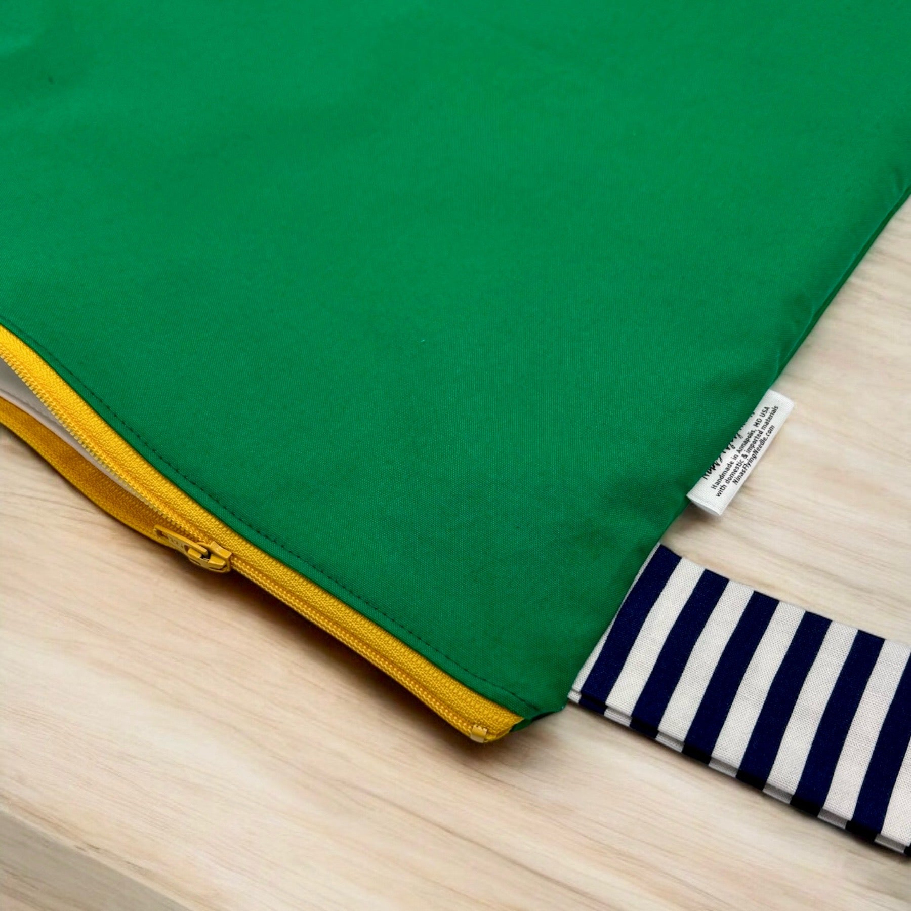 Large Wet Bag with Handle Solid Green and Stripes