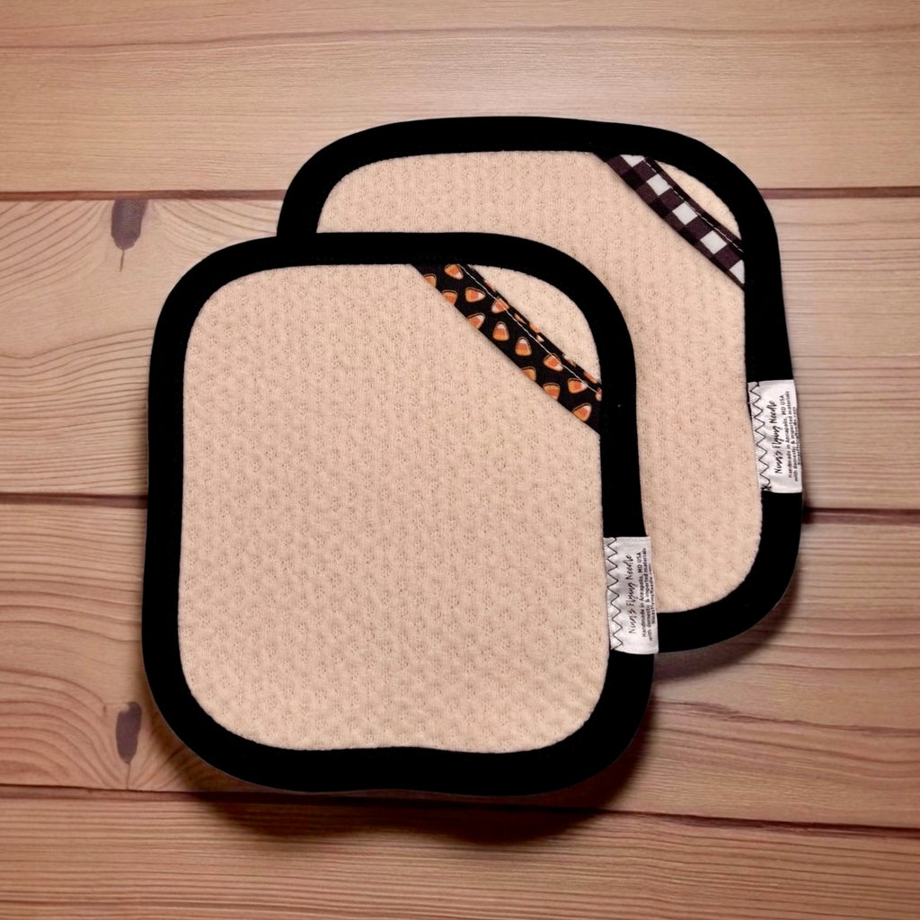 Set of 2 TINY Reusable Paper Towels - Solid Black with Patterns