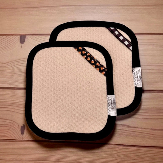 Set of 2 TINY Reusable Paper Towels - Solid Black with Patterns