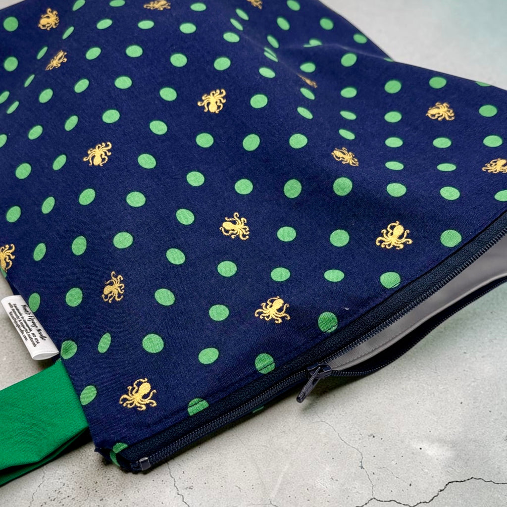 Large Wet Bag with Handle Octopus with Gold Accent