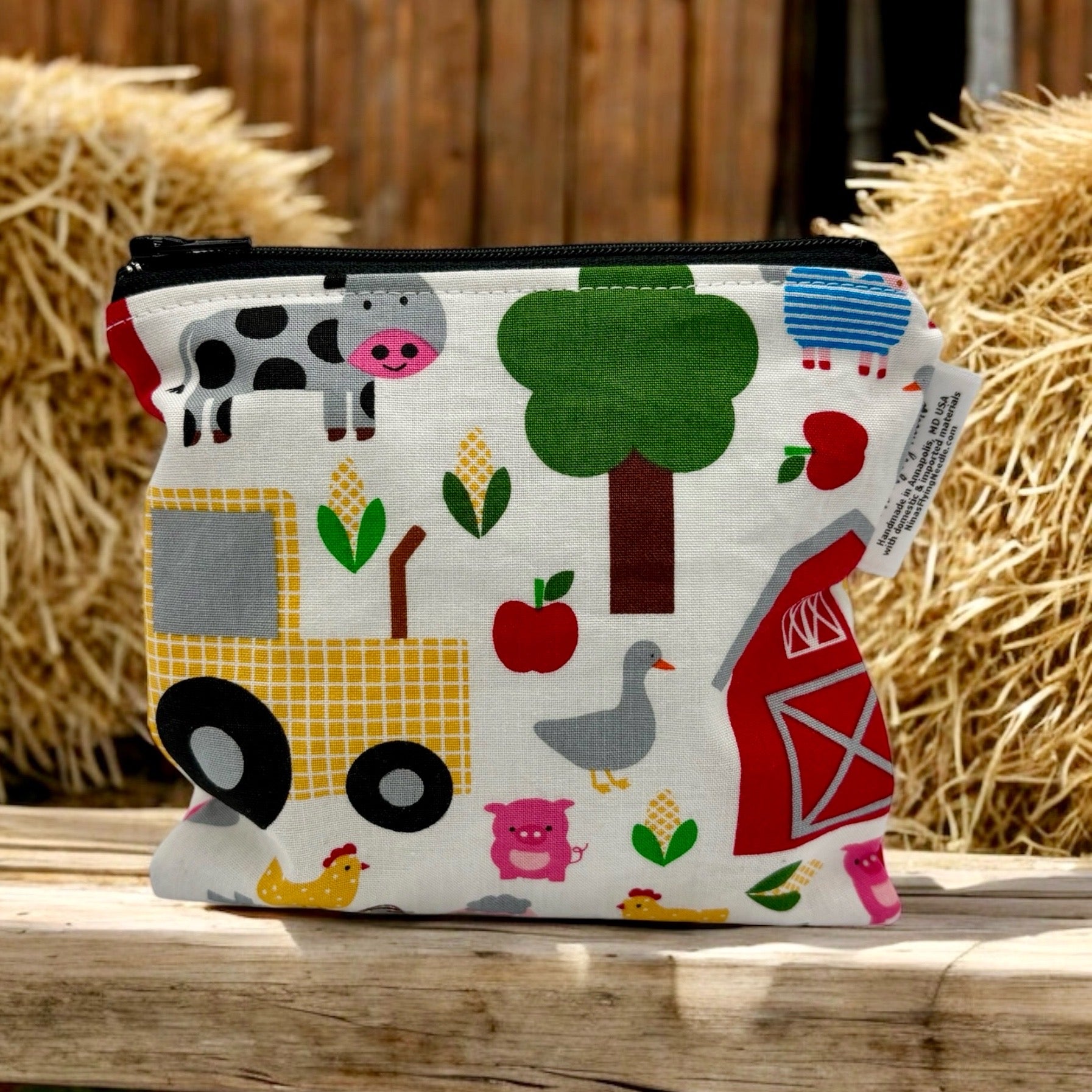 Toddler Sized Reusable Zippered Bag Farm Life