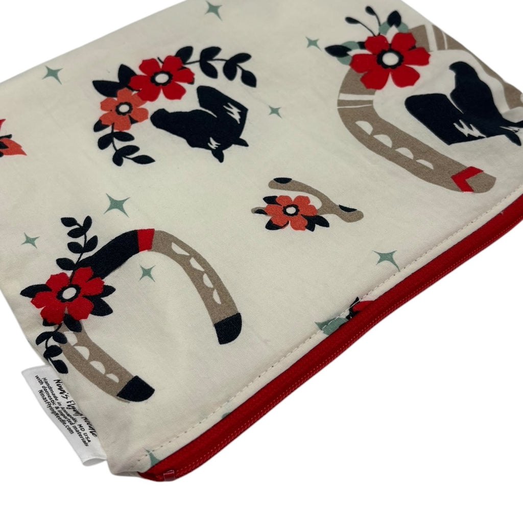 Sandwich Sized Reusable Zippered Bag Horses and Flowers