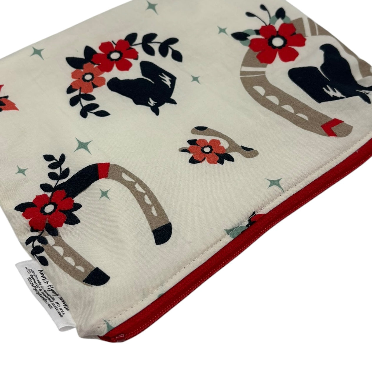 Sandwich Sized Reusable Zippered Bag Horses and Flowers