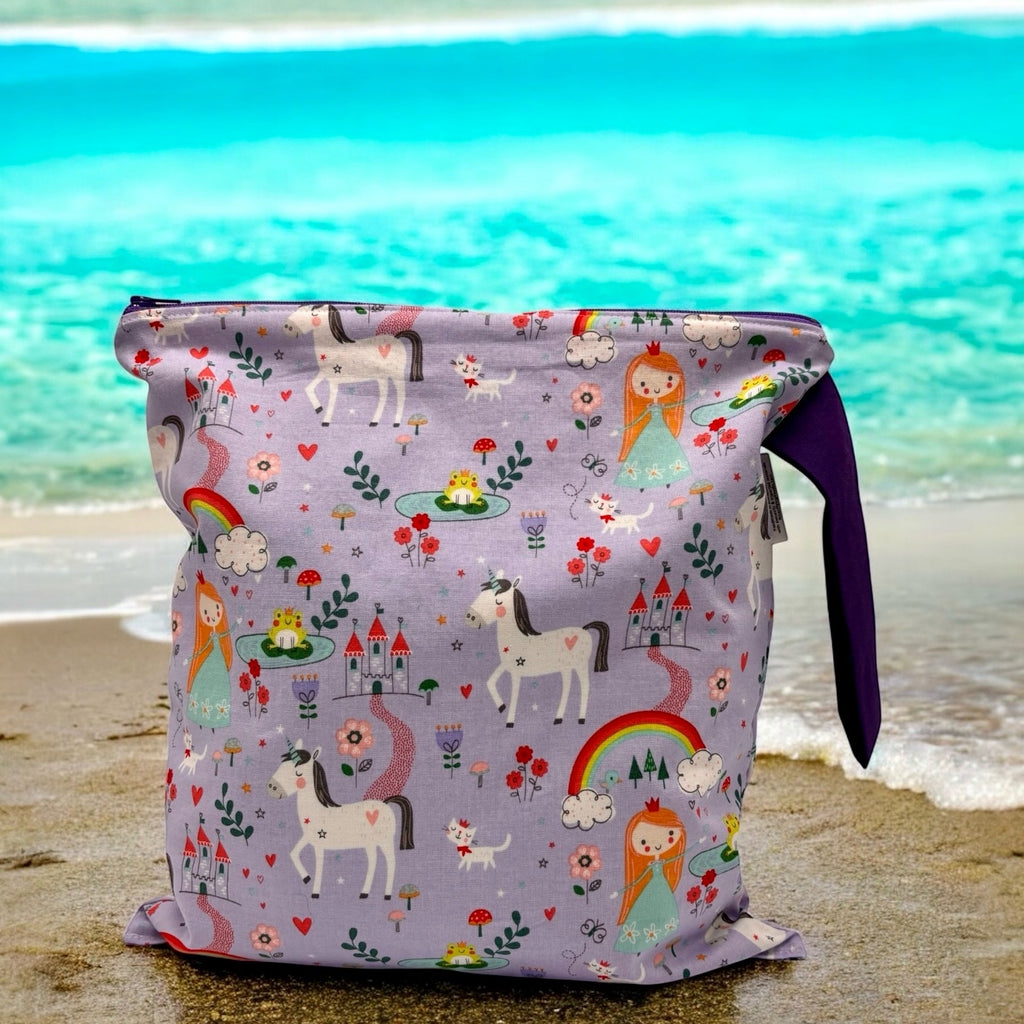 Large Wet Bag with Handle Princesses, Unicorns and Rainbows