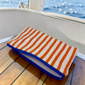 Knick Knack Sized Reusable Zippered Bag Stripes Orange and White