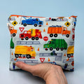 Sandwich Sized Reusable Zippered Bag Construction Trucks