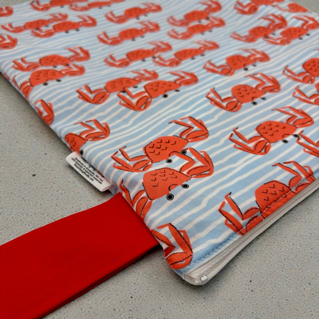 Large Wet Bag with Handle Pool Crabs and Stripes