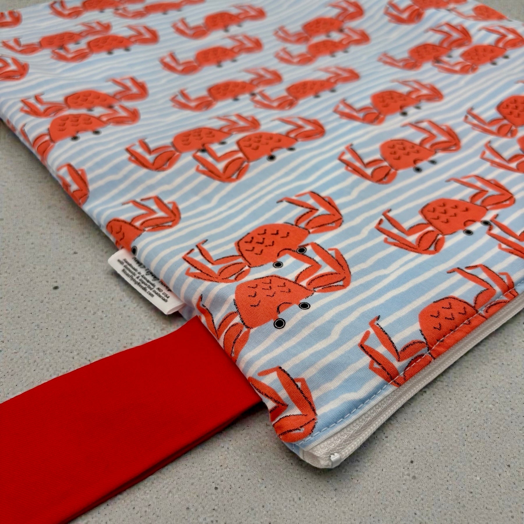 Large Wet Bag with Handle Pool Crabs and Stripes