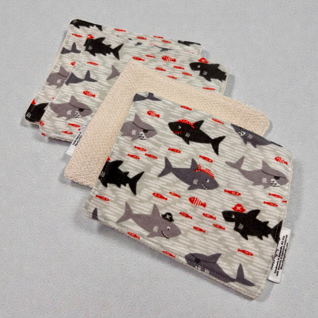 Wash Cloths - Minis - Pirate Sharks