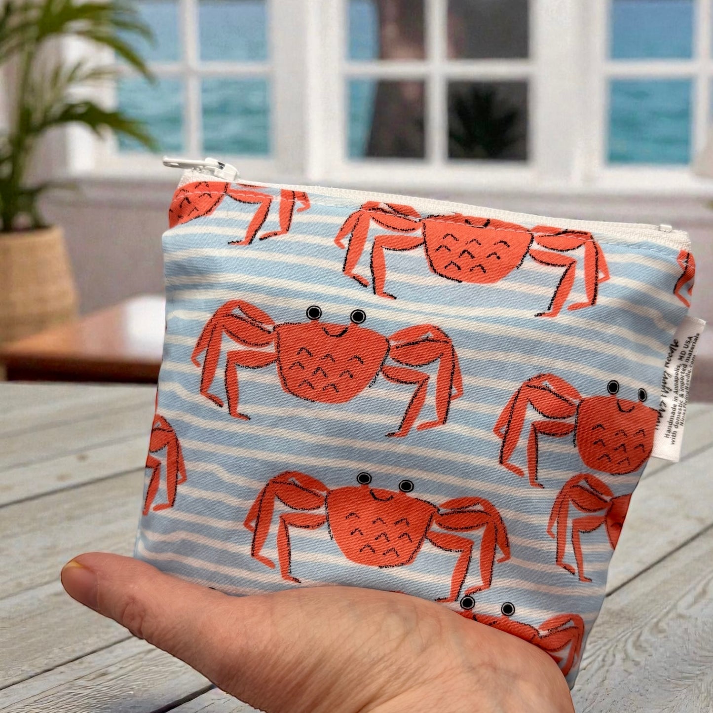 Toddler Sized Reusable Zippered Bag Crabs