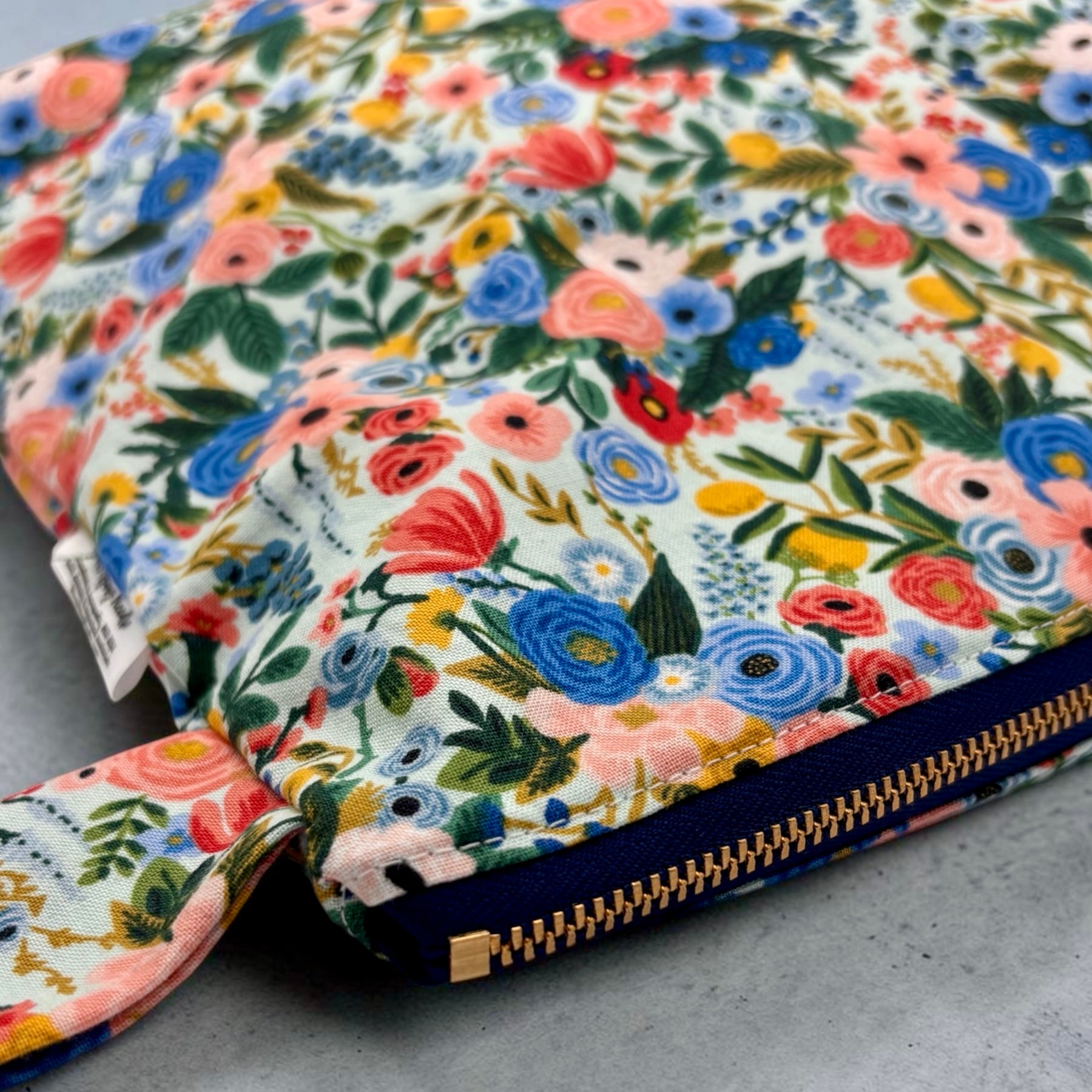 Large Wet Bag with Handle Rifle Paper Floral and Metal Zipper