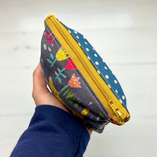 Toddler Sized Reusable Zippered Bag Polka Dots and Animals Combo Print