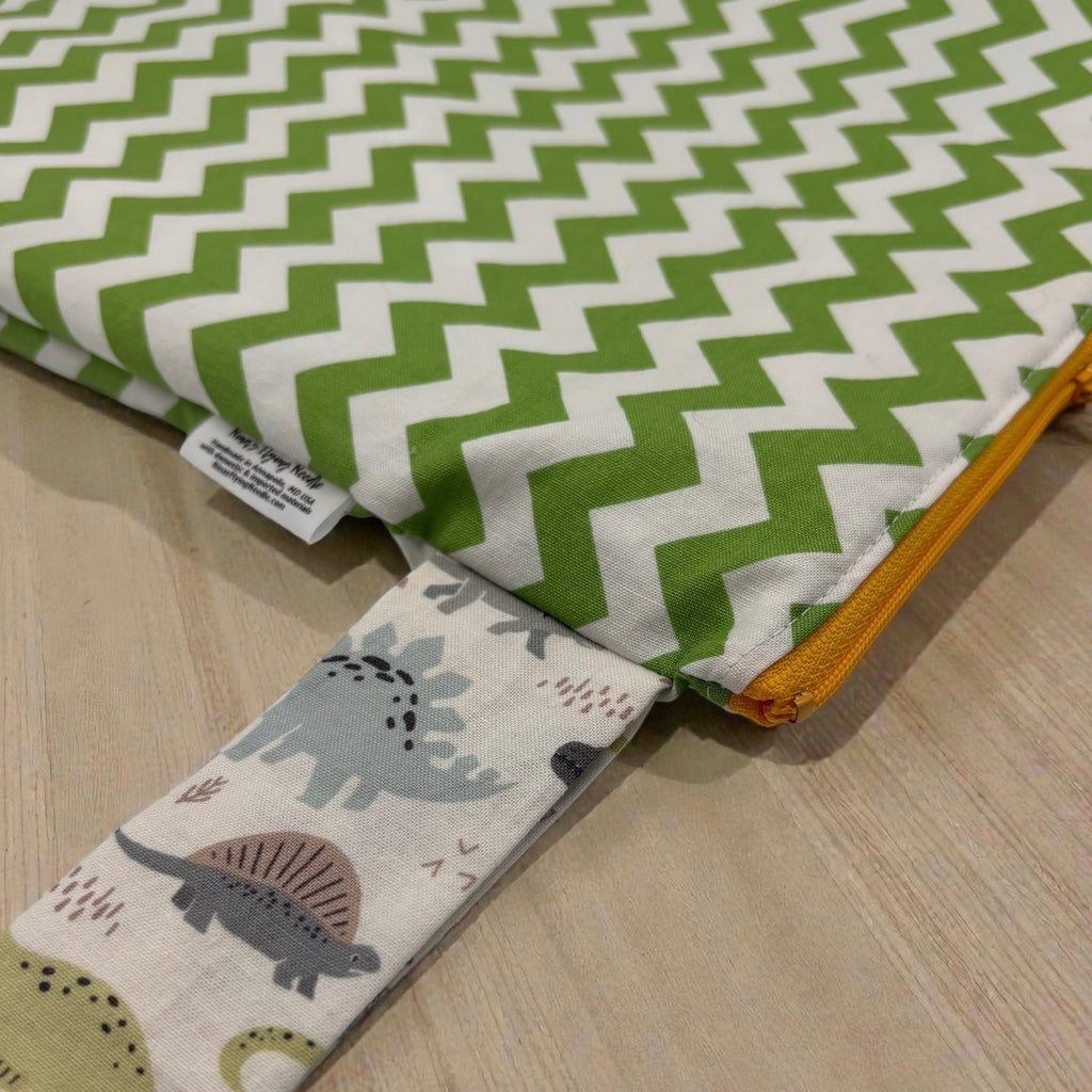 Large Wet Bag with Handle Chevron and Dinosaurs