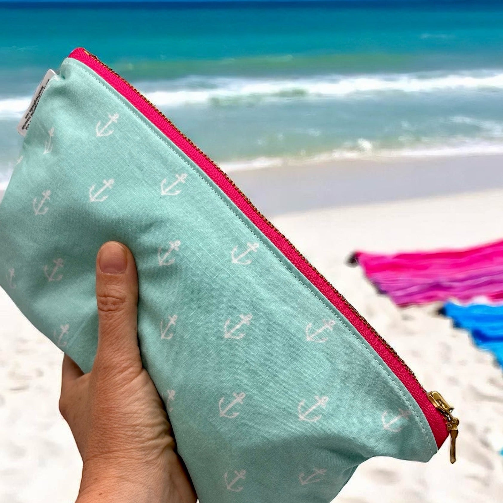 Travel Sized Wet Bag Anchors with Gold Metal Zipper