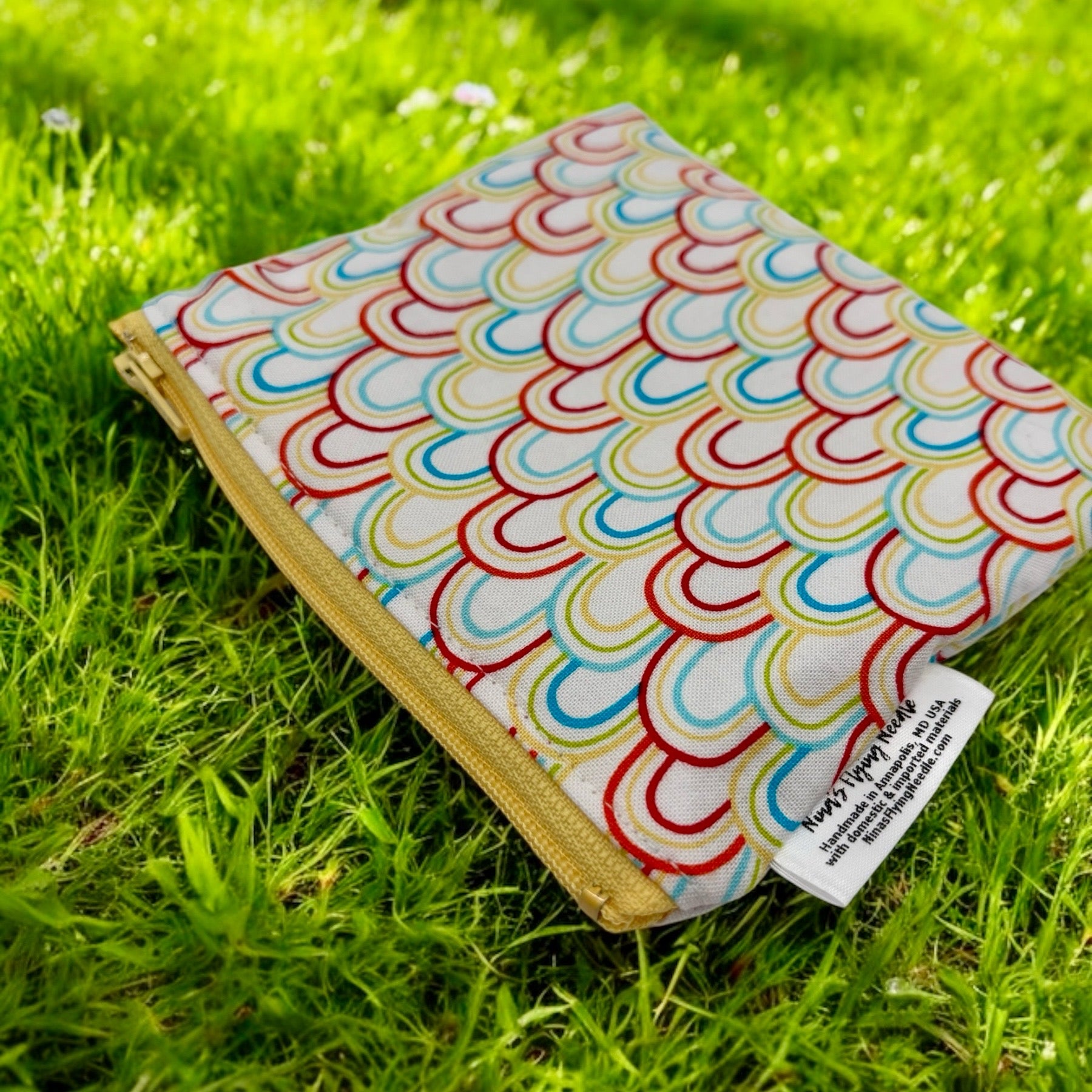 Toddler Sized Reusable Zippered Bag Rainbows All Over