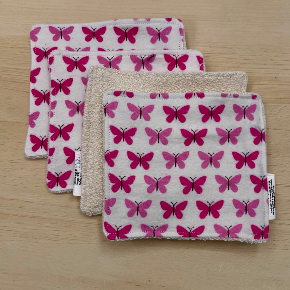 Wash Cloths - Minis - Butterflies - Pink