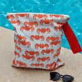 Large Wet Bag with Handle Pool Crabs and Stripes