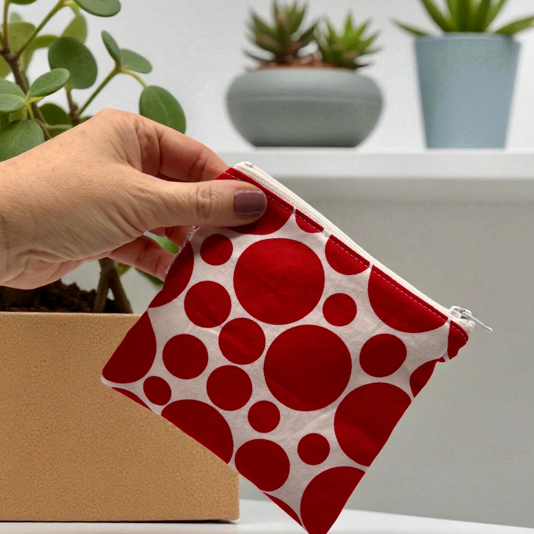 Toddler Sized Reusable Zippered Bag Dots All Over