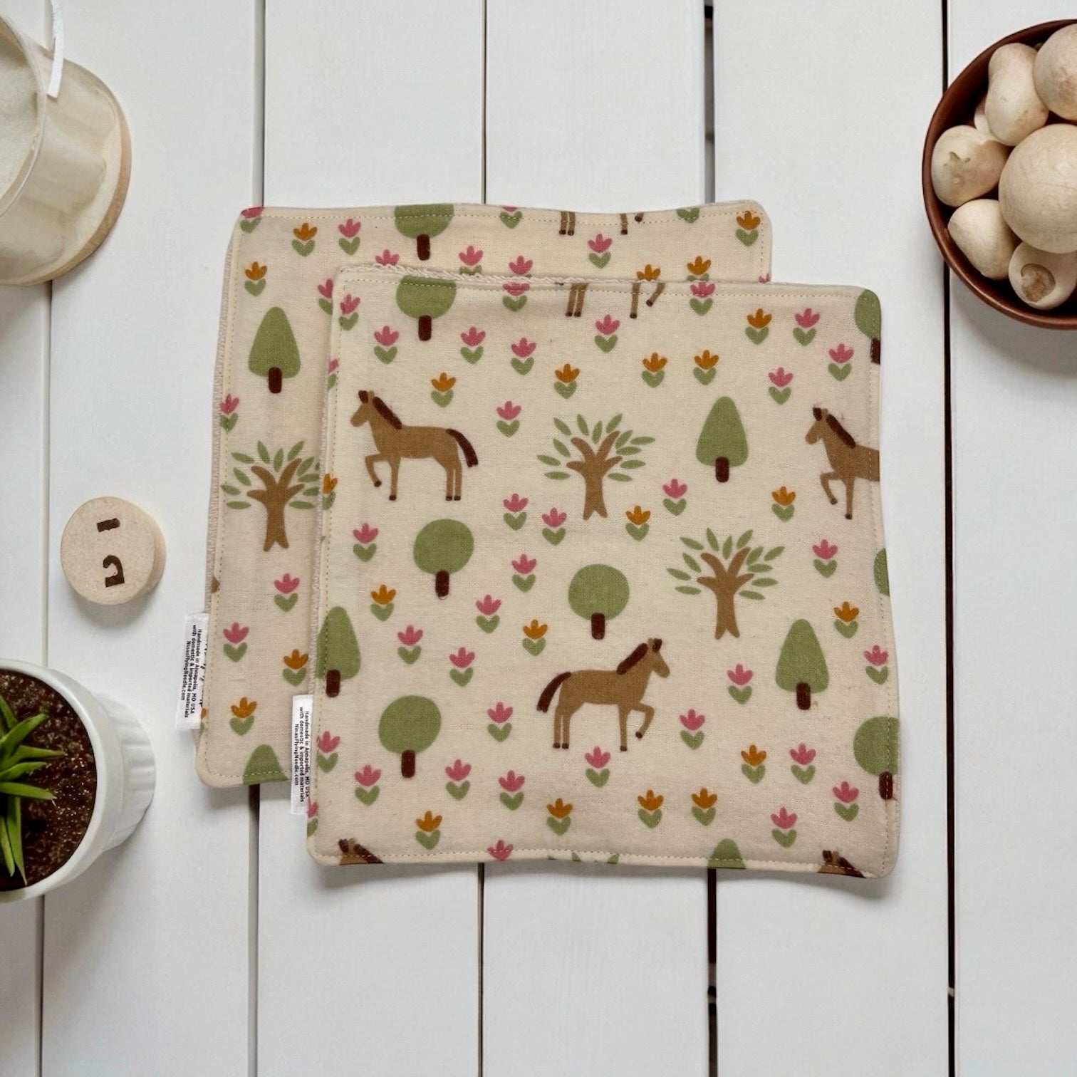 Wash Cloth - Regular - Horses and Tulips