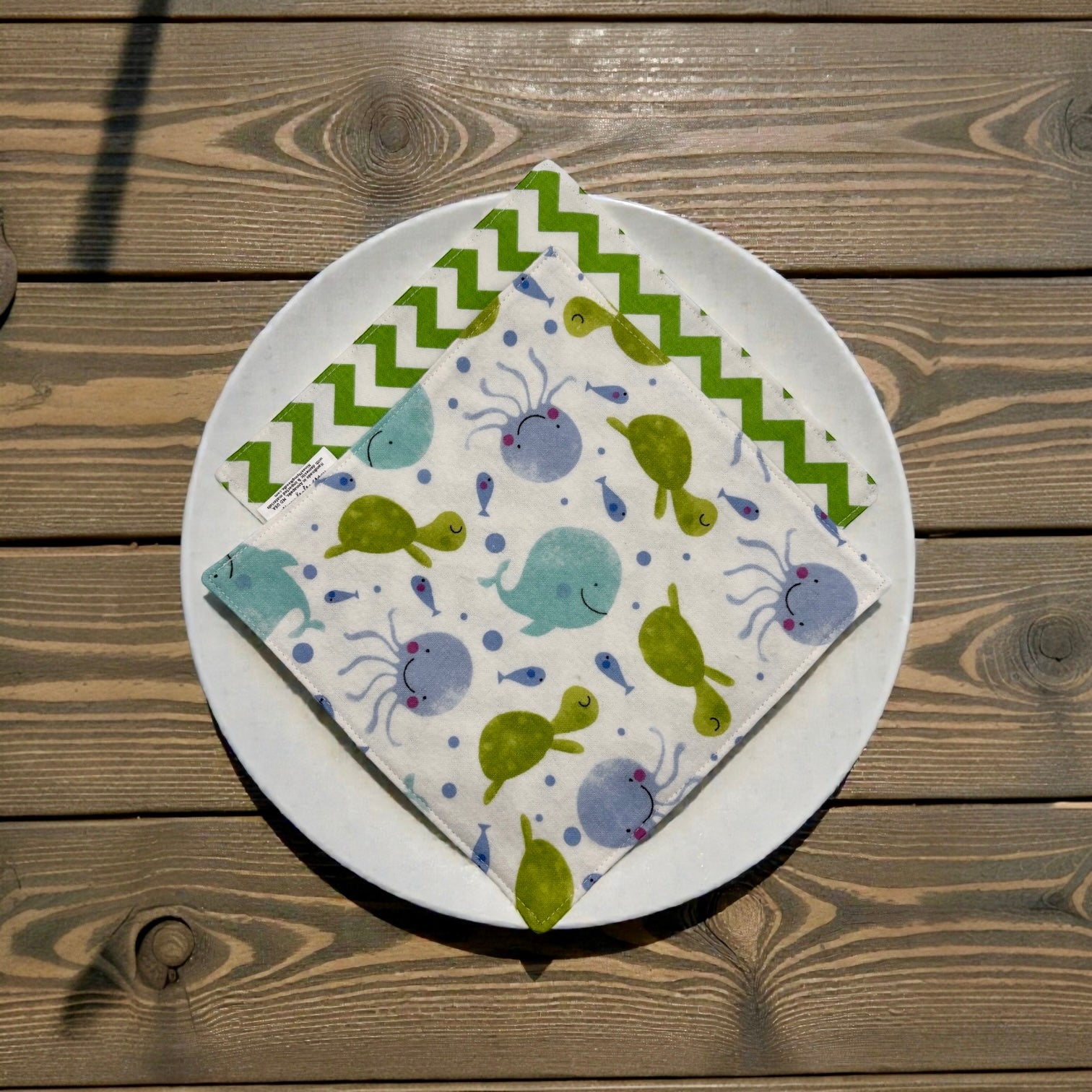 Reusable Napkins - Animals with Christmas Wreaths