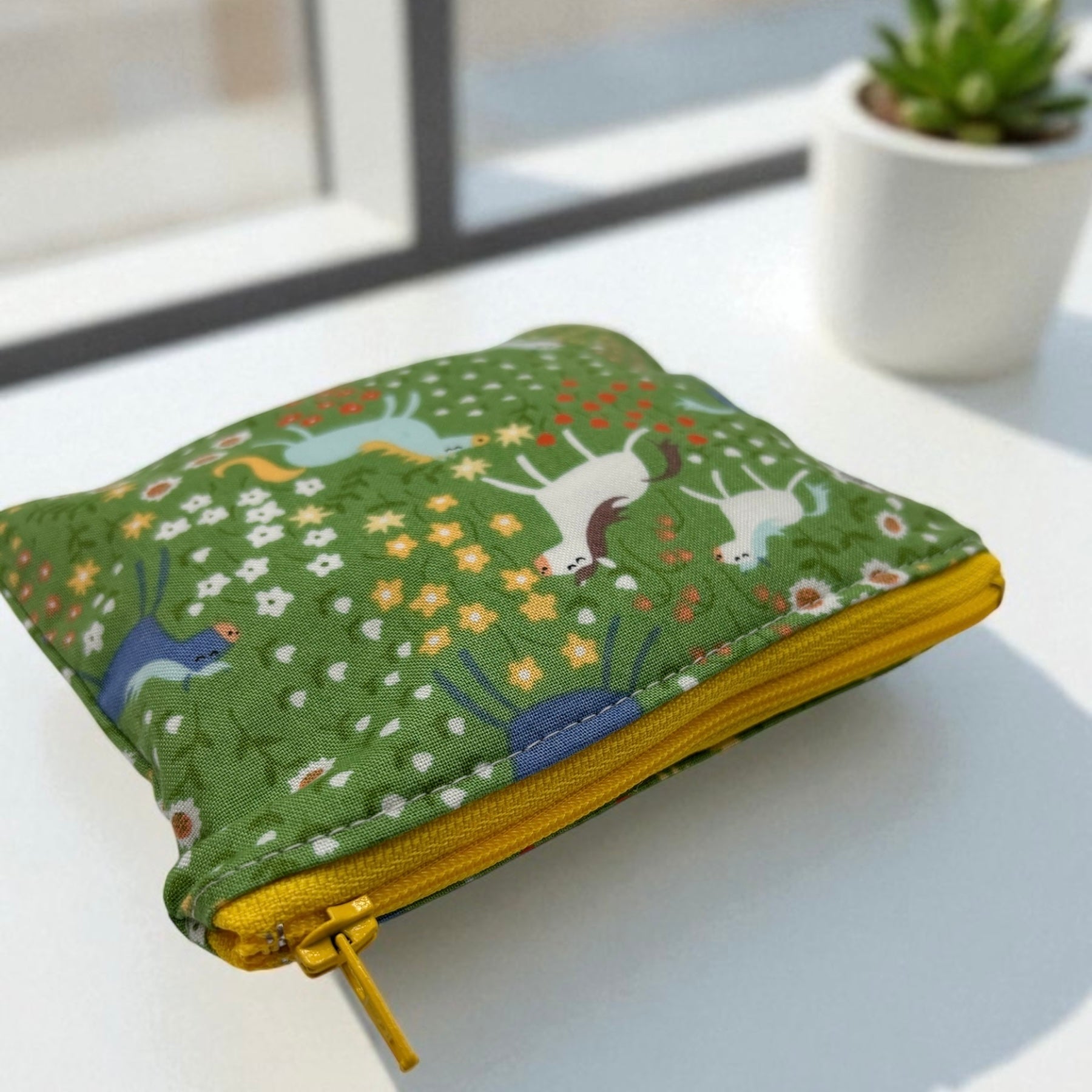 Toddler Sized Reusable Zippered Bag Horses and Flowers