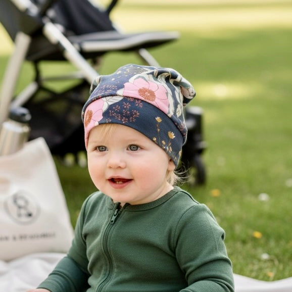 Beanie Hat in Little Kid: Floral with Rose Gold
