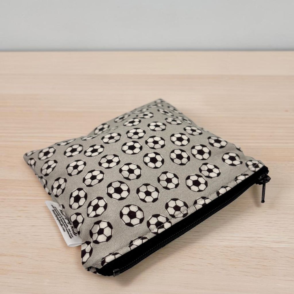 Toddler Sized Reusable Zippered Bag Soccer Balls on Gray
