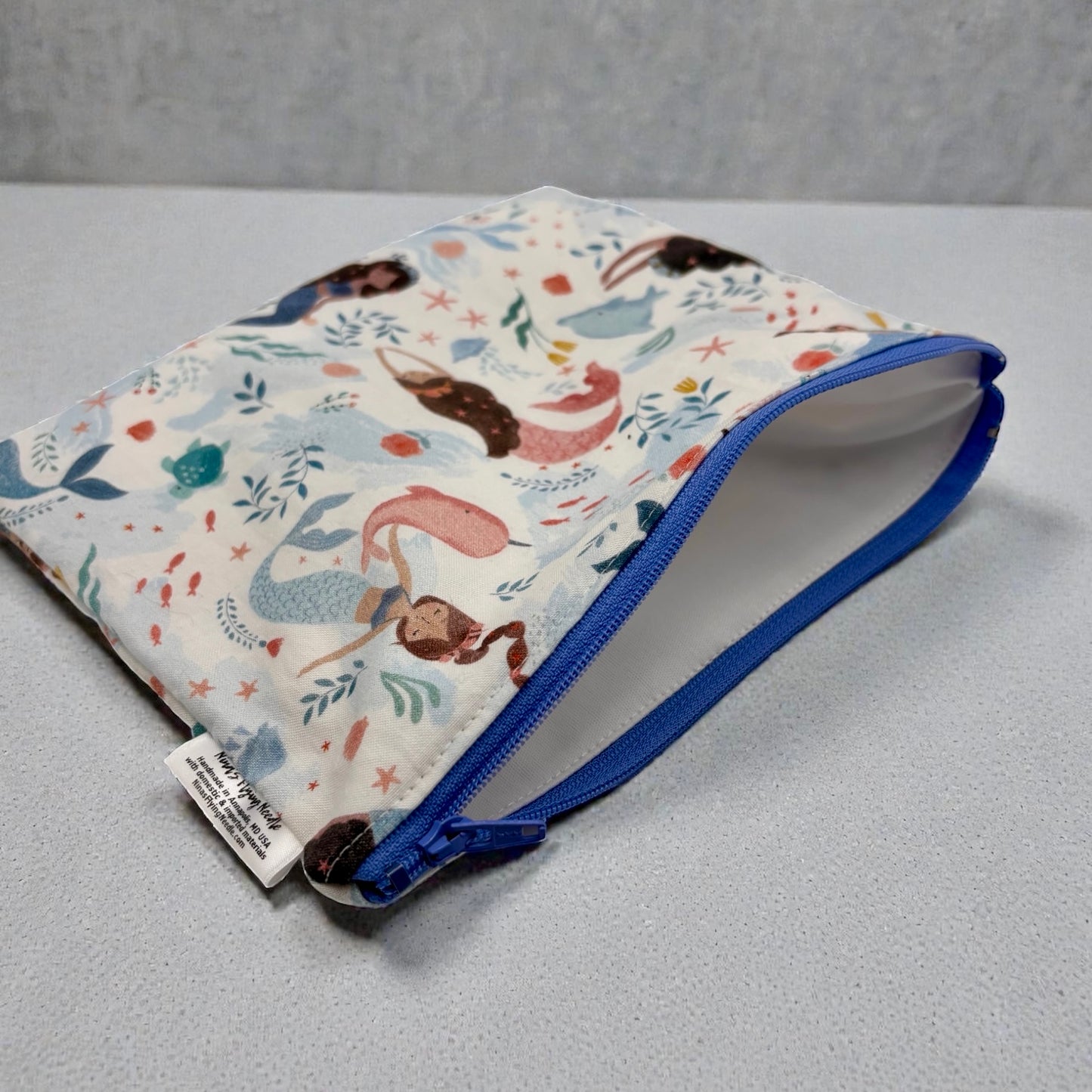 Sandwich Sized Reusable Zippered Bag Mermaids and Narwhales