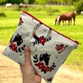 Sandwich Sized Reusable Zippered Bag Horses and Flowers