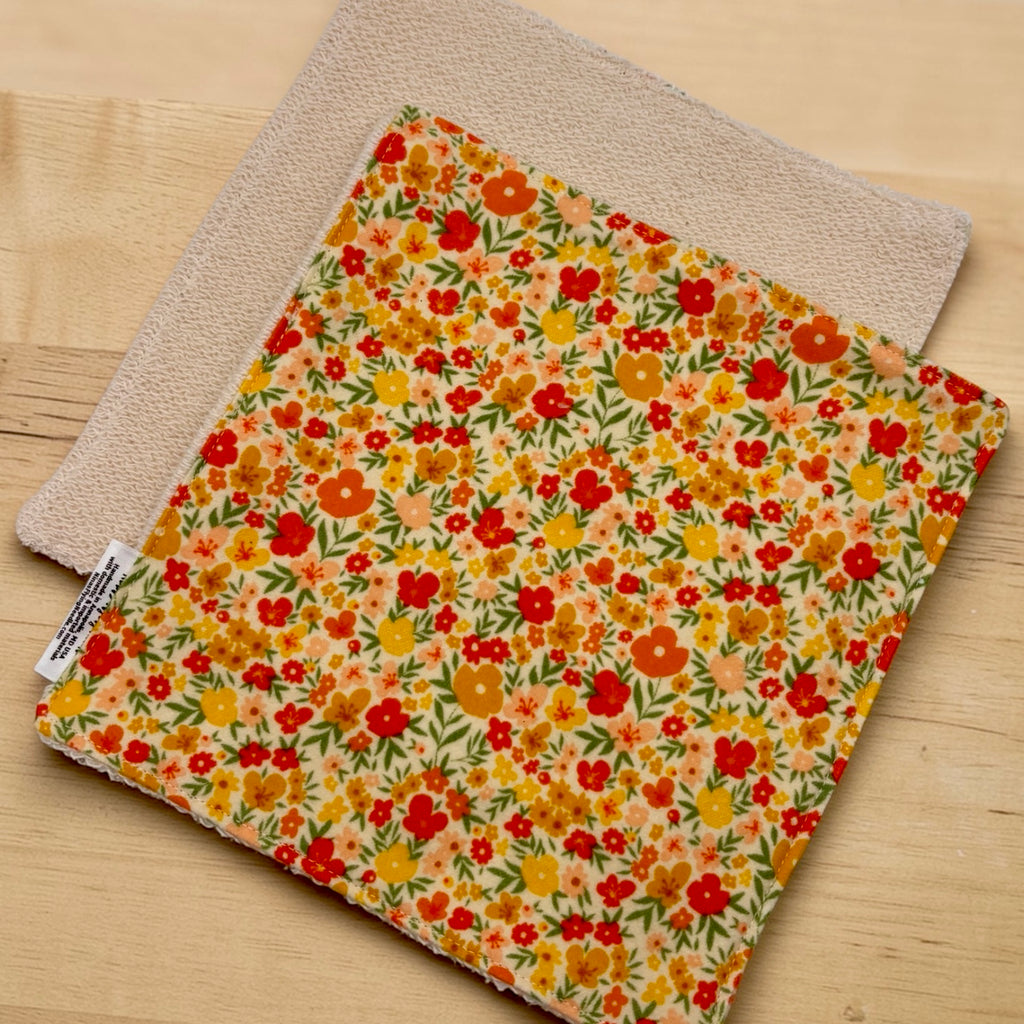 Wash Cloth - Regular - Florals on Yellow