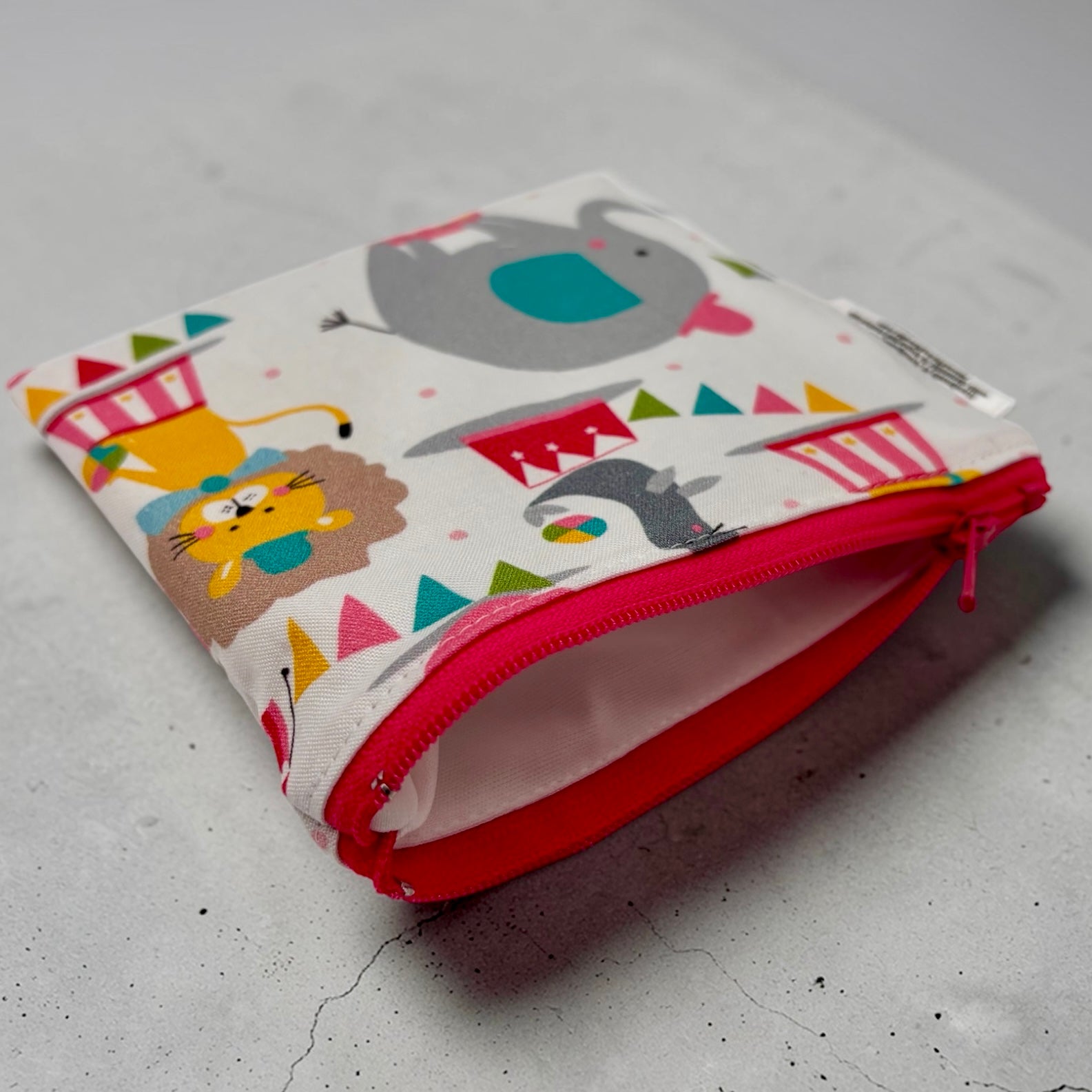 Toddler Sized Reusable Zippered Bag Animals Circus