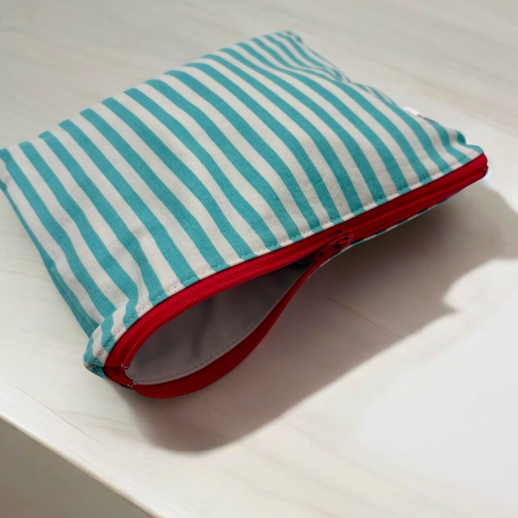 Small Sized Wet Bag Stripes Aqua Blue