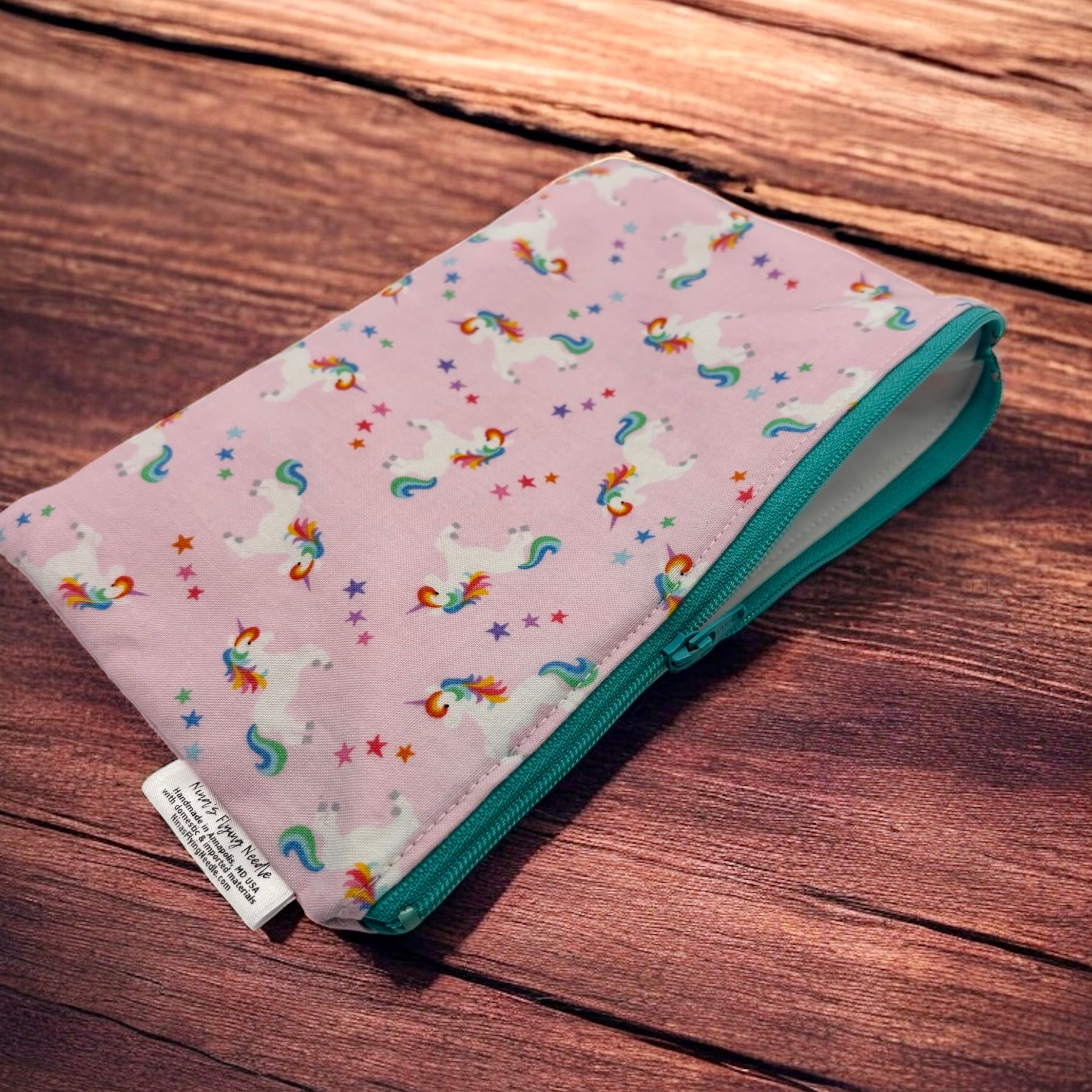 Snack Sized Reusable Zippered Bag Unicorn Rainbows