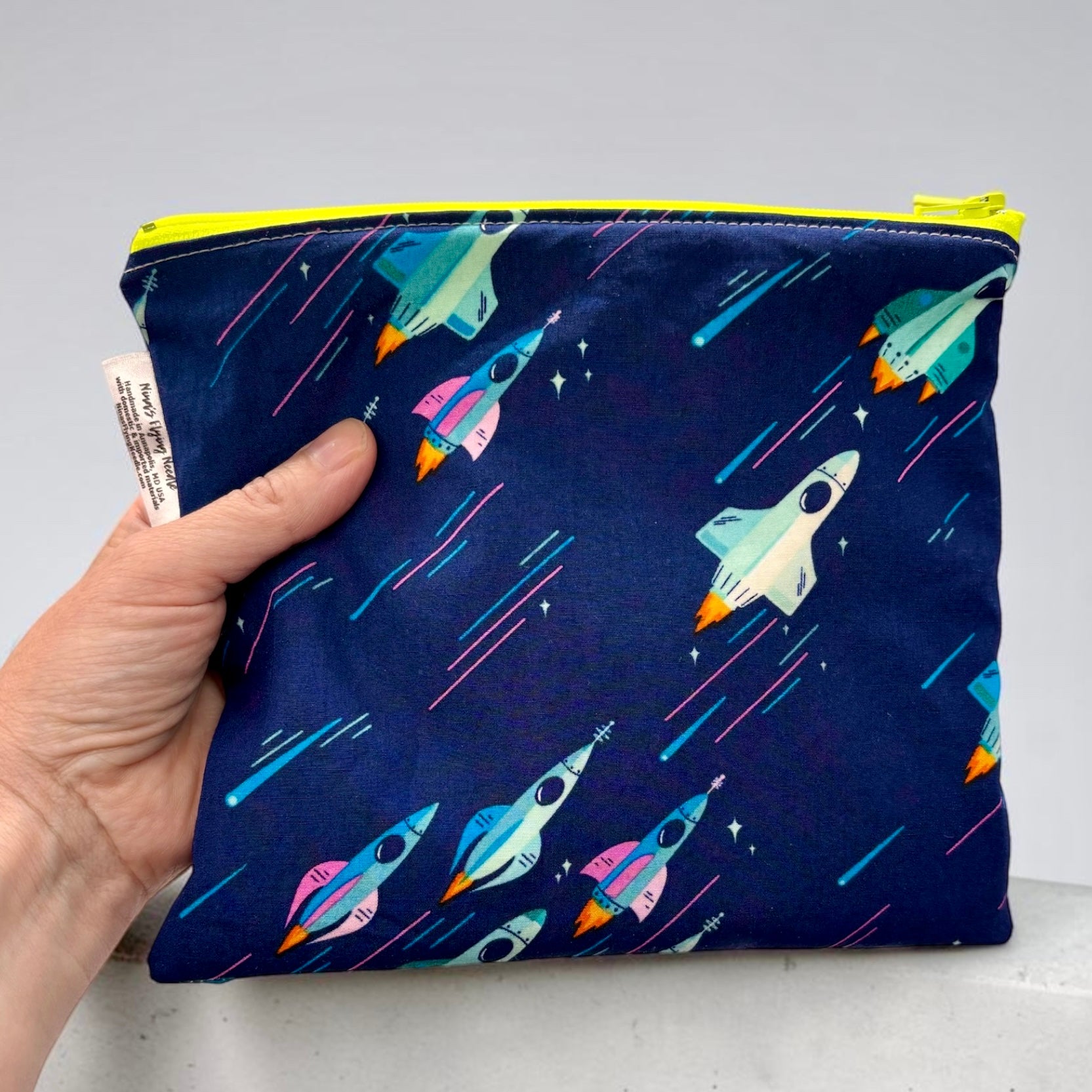 Sandwich Sized Reusable Zippered Bag Spaceship