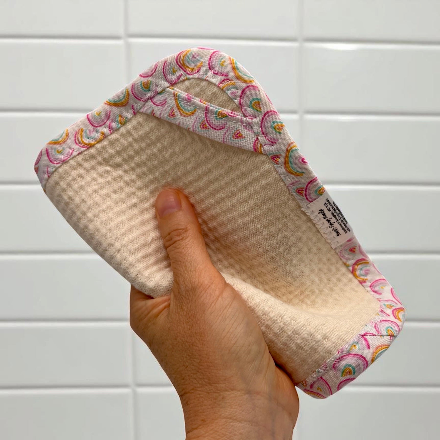 Set of 2 TINY Reusable Paper Towels - Rainbows Pink