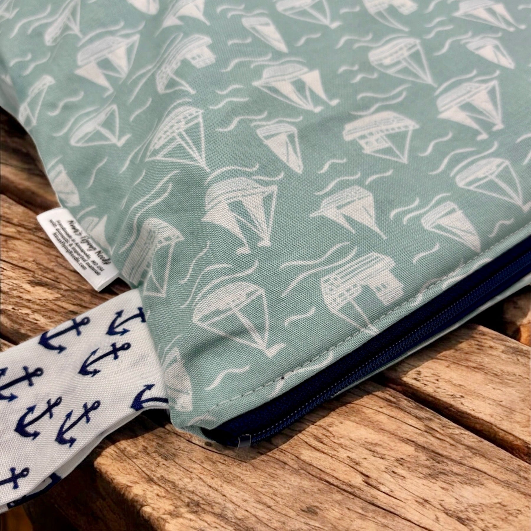 Large Wet Bag with Handle Sailboats and Anchors