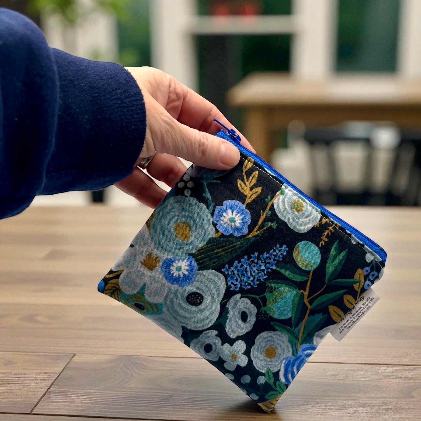 Toddler Sized Reusable Zippered Bag Floral Rifle Paper Co on Purple