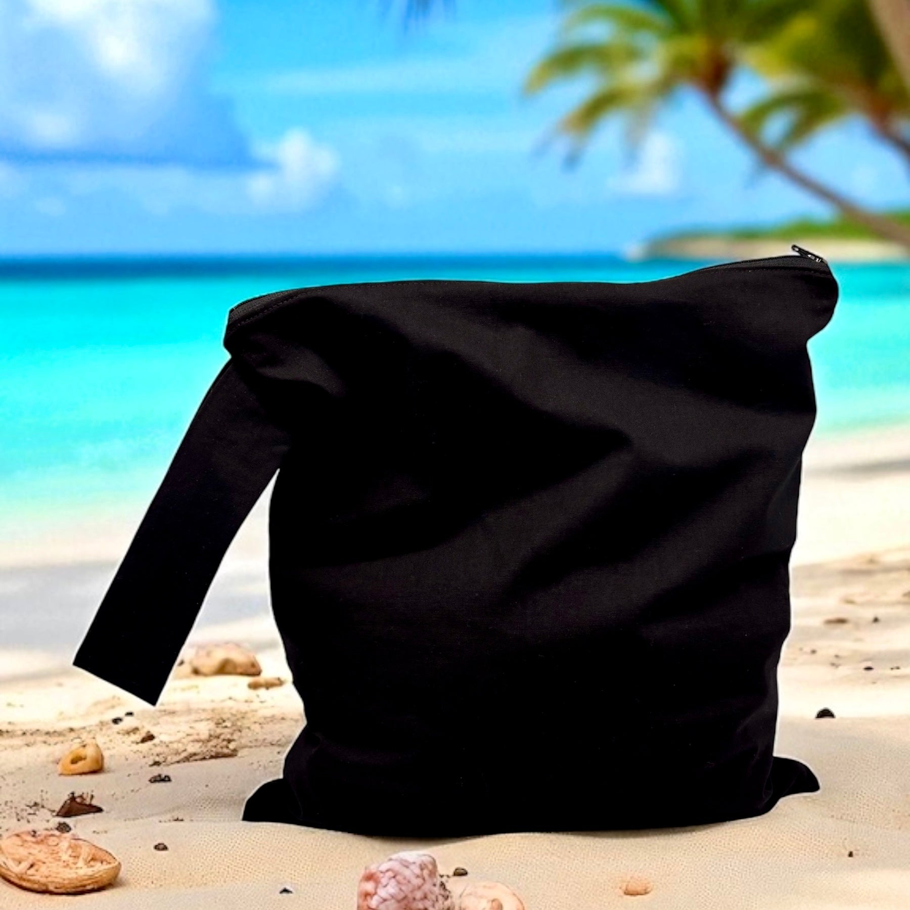 Large Wet Bag with Handle Solid Black