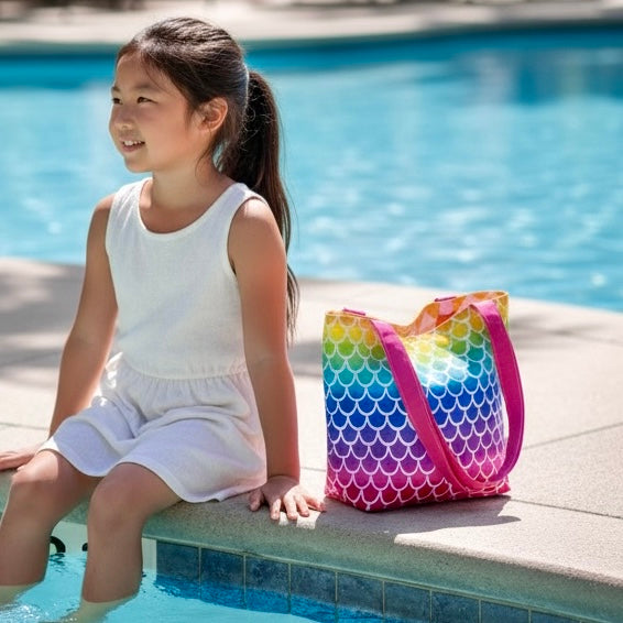 Children's Library Sized Reversible Tote Scales and Chevron Multi Color