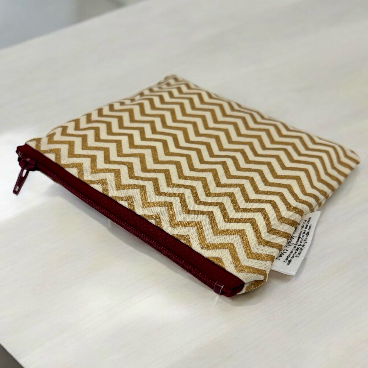 Toddler Sized Reusable Zippered Bag Chevron Gold Sparkle