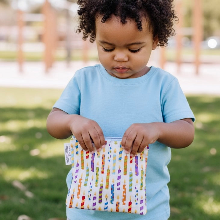 Toddler Sized Reusable Zippered Bag Birthday Candles