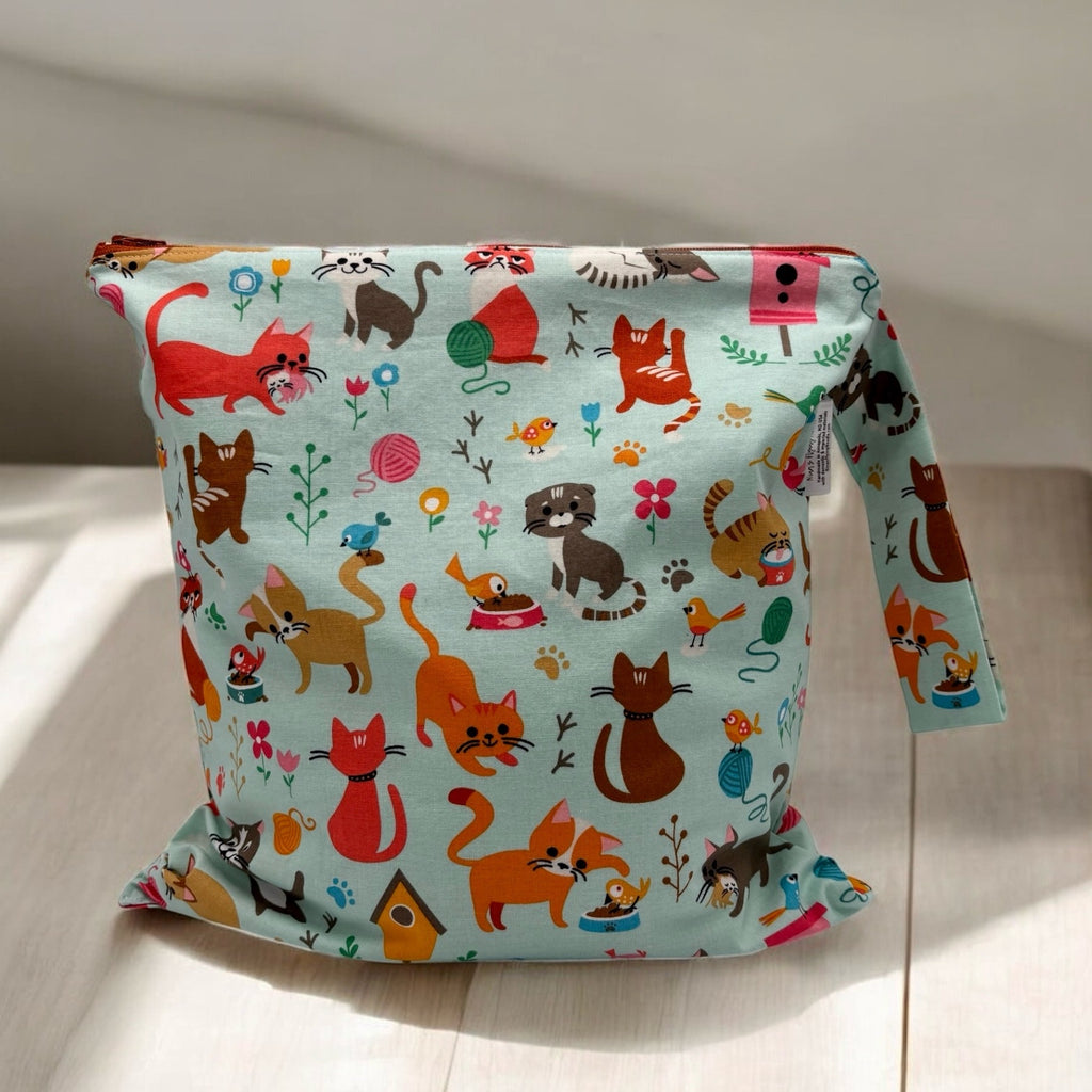 Large Wet Bag with Handle Cats