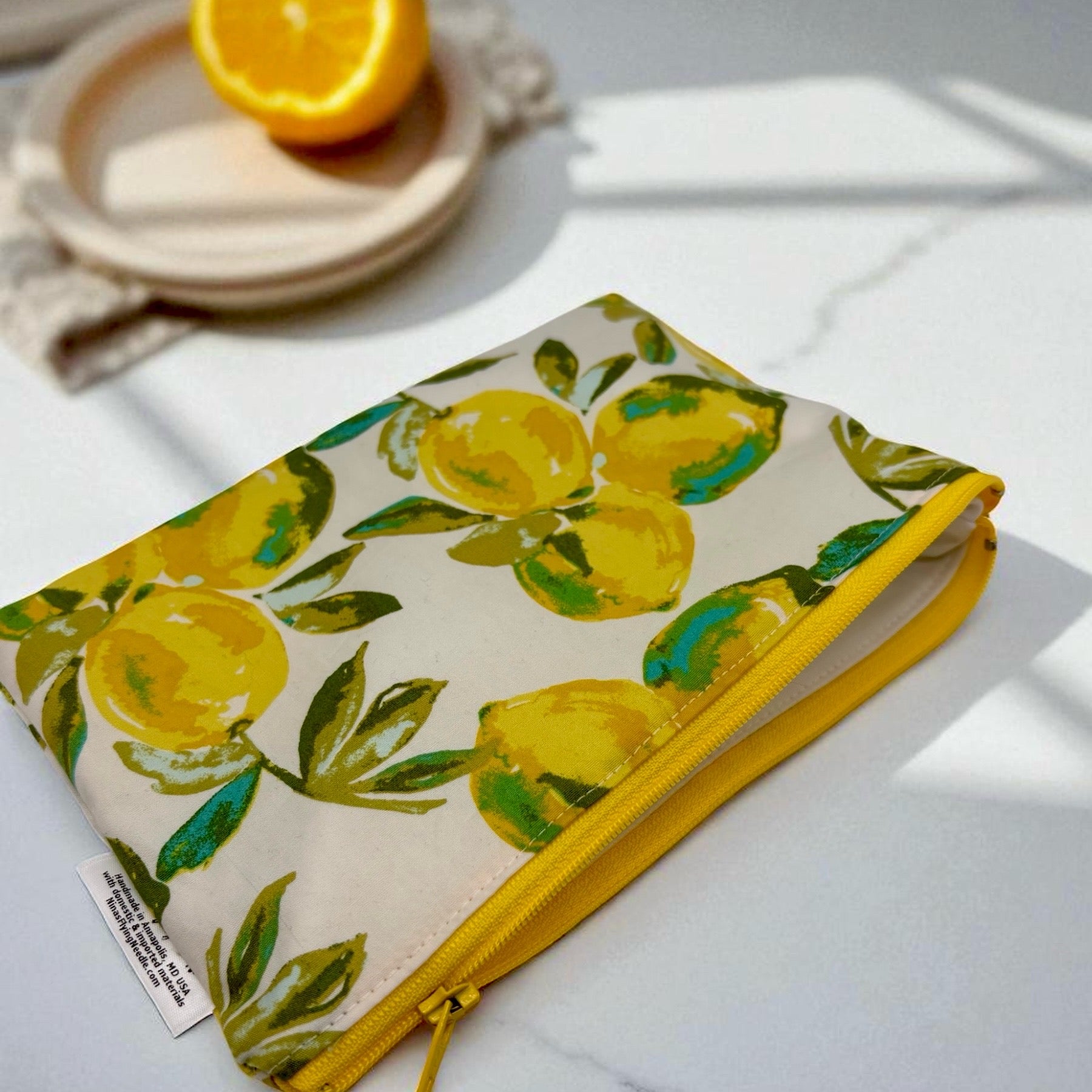 Snack Sized Reusable Zippered Bag Lemons