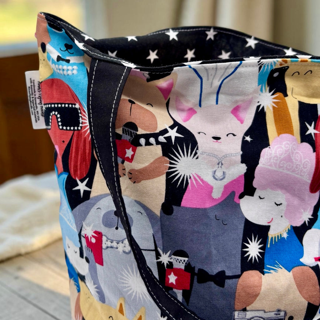 Children's Library Sized Reversible Tote Dogs Paparazzi