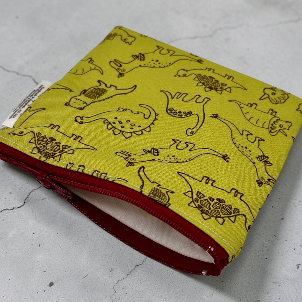 Toddler Sized Reusable Zippered Bag Dinosaurs On Green
