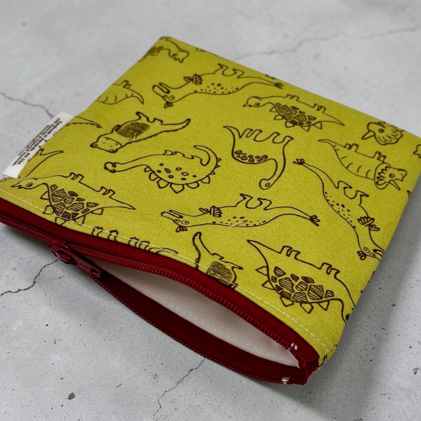 Toddler Sized Reusable Zippered Bag Dinosaurs On Green