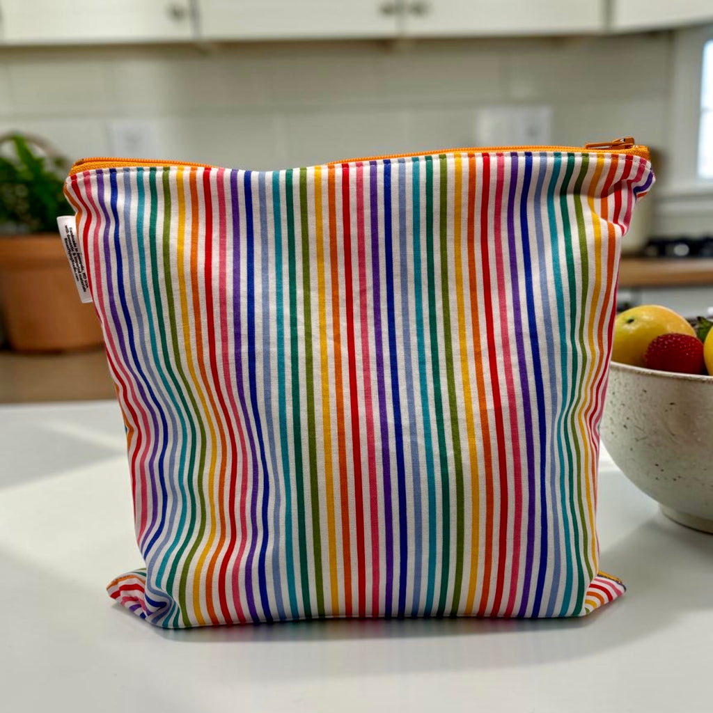 Gallon Sized Reusable Zippered Bag Stripes Rainbow