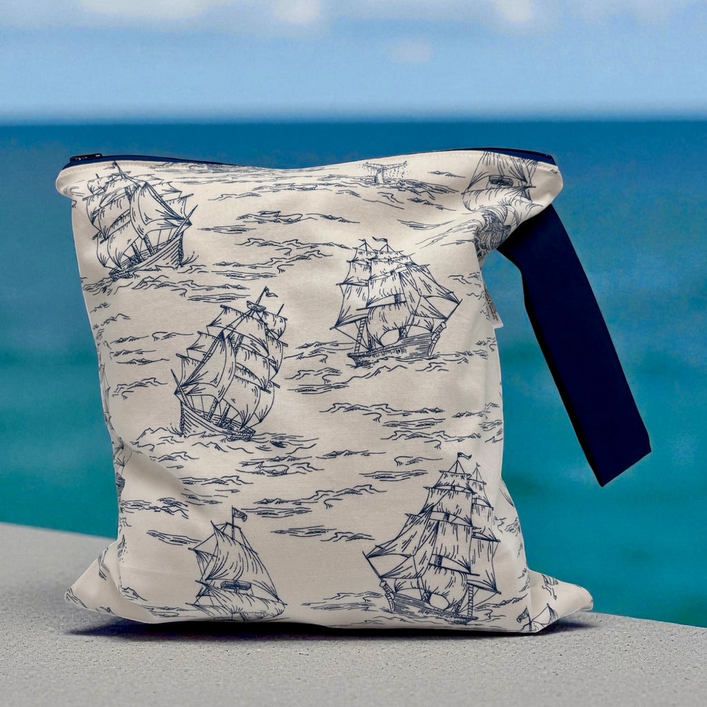 Large Wet Bag with Handle Sailboats