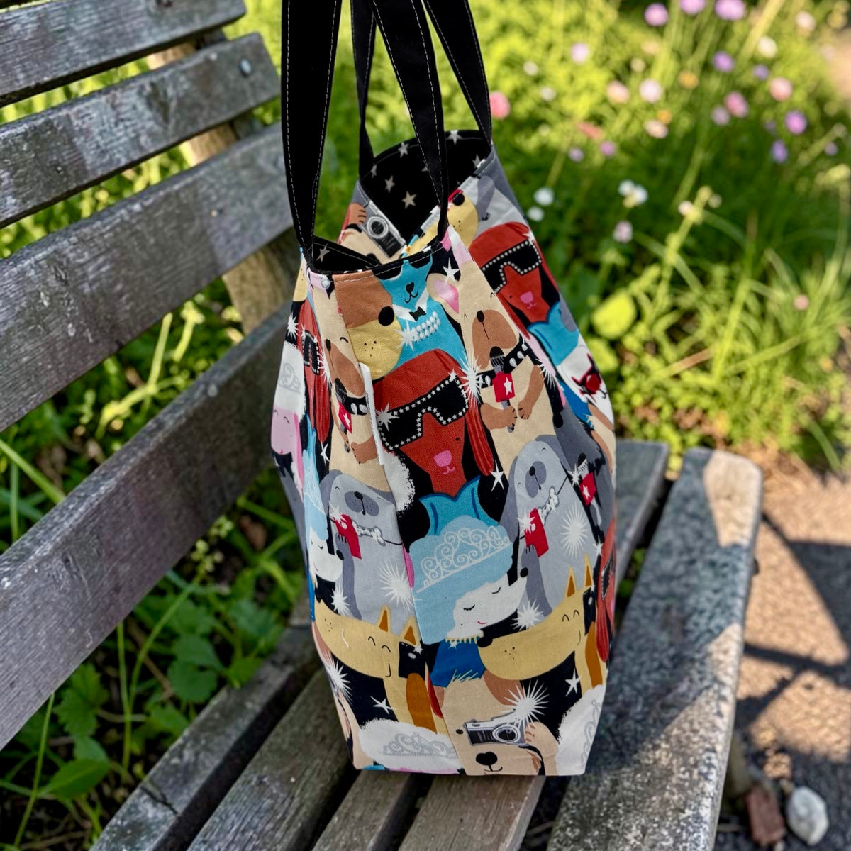 Children's Library Sized Reversible Tote Dogs Paparazzi